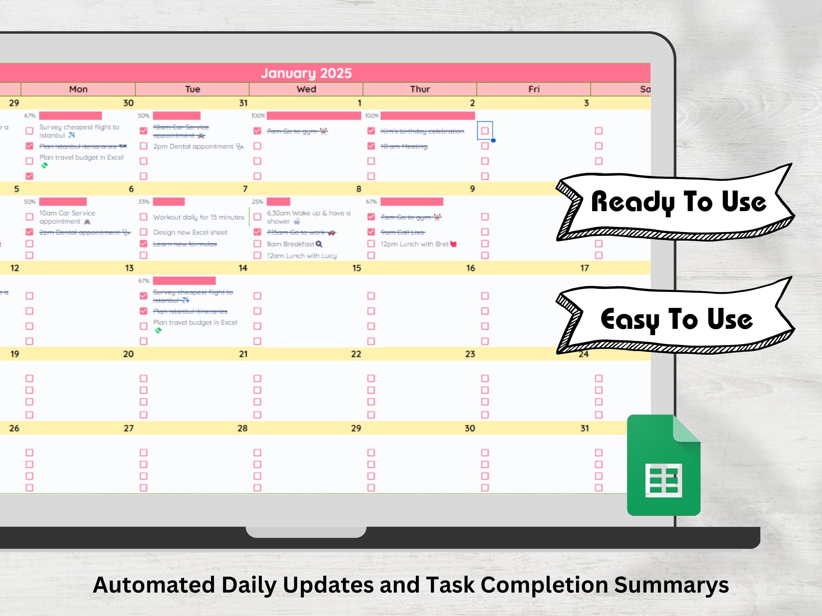 Monthly Calender Planner Template, Undated Monthly Planner, Google ...