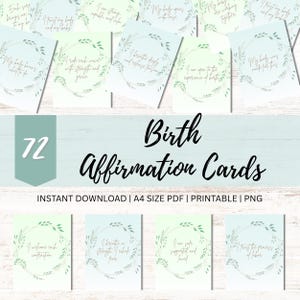 Tarjetas imprimibles de afirmación para el parto, apoyo para el embarazo, 72 frases motivacionales, tarjetas de afirmación positiva, barajas de cartas de afirmación