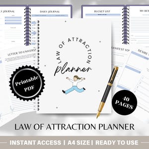 Law of Attraction Planner, Goal Setting, Personal Growth, Daily Routine, Manifestation, Vision Board, Gratitude Journal, PDF Printable