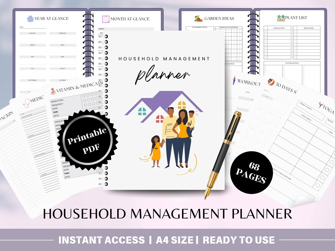 Household Planner Printable | Budget Tracker, Chore Organizer, Recipe ...