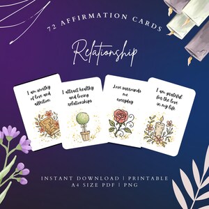 Cartões de Afirmações de Relacionamento para Imprimir, Citações de Amor para Casais, Download Digital, 72 Citações Positivas Diárias, Baralhos de Cartas de Afirmações de Amor