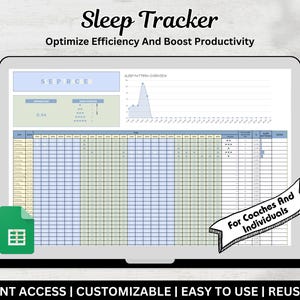 Sleep Tracker Google Spreadsheet,Google Sheet Template,Sleep Quality Log,Sleep Planner Spreadsheet, Sleep Diary,Sleep Hours Planner,Editable
