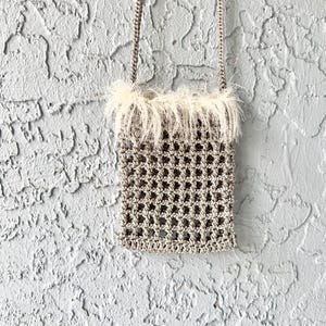 Gray Phone Bag, Crossbody bag, Crochet Crossbody Cell Phone Holder Sleeve Small Purse for Women