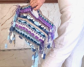 Bolso bohemio de crochet colorido, bolso de festival hecho a mano
