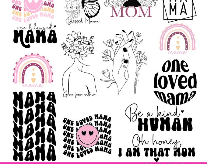 Mom svg bundle, mothers day PNG, mama svg, mom svg, mom life svg, floral mama svg, boho mama svg, mama png, mom quote svg, mom shirt PDF