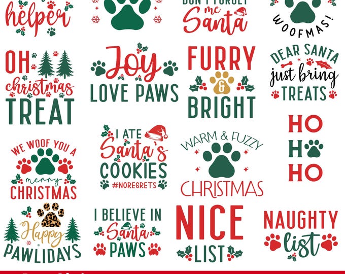 25 Dog design, Dog Christmas Svg Bundle, Pet Christmas Svg, Dog Christmas Clipart, Christmas Svg, Dog ornament, Cricut ,Silhouette ,Dxf, Png
