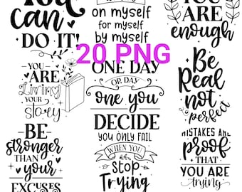 20 PNG, Motivational Svg Bundle, Inspirational Svg Bundle, Inspirational Quotes Svg, Self Love Svg, Kind Svg, You Matter Svg, Svg Cut File,