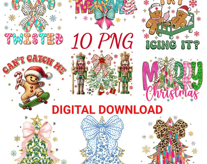 Merry Christmas Png, Christmas Png, Santa Claus PNG, Sublimation Designs, Vintage Christmas Png, Retro Christmas Png, Girly Christmas Png,