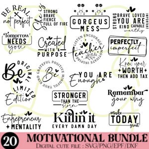 Motivational Quotes SVG, Bundle, Inspirational Quotes SVG, Life Quotes, Cut file for Cricut, Silhouette, Svg, Png, Eps, Dxf, Cut Files,