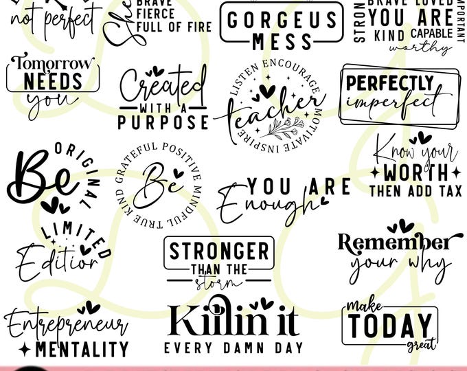 Motivational Quotes SVG, Bundle, Inspirational Quotes SVG, Life Quotes, Cut file for Cricut, Silhouette, Svg, Png, Eps, Dxf, Cut Files,