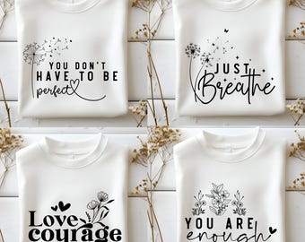 Boho Motivational SVG Bundle, Self Love svg, Positive Affirmations Png, Kindness Svg, Always you Worthy Matter Enough Svg, Floral Quotes Png
