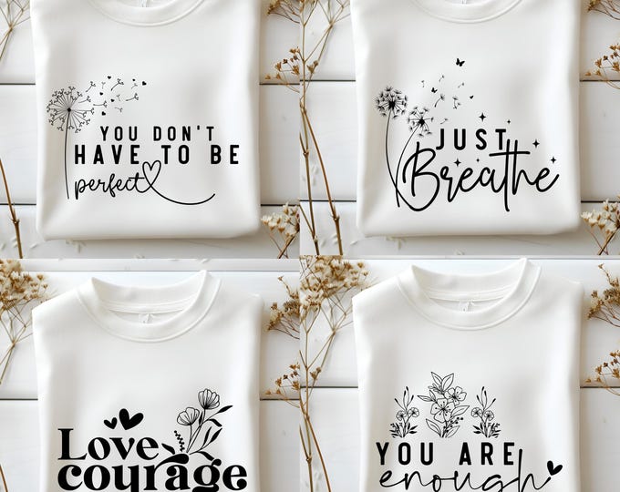 Boho Motivational SVG Bundle, Self Love svg, Positive Affirmations Png, Kindness Svg, Always you Worthy Matter Enough Svg, Floral Quotes Png