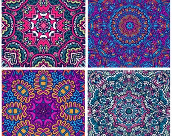 Mandala Seamless Patterns, Floral Mandala Digital Papers, Mandala Bundle, Abstract Mandala, Colorful, Mandala Seamless Pattern, PNG SVG PDF.
