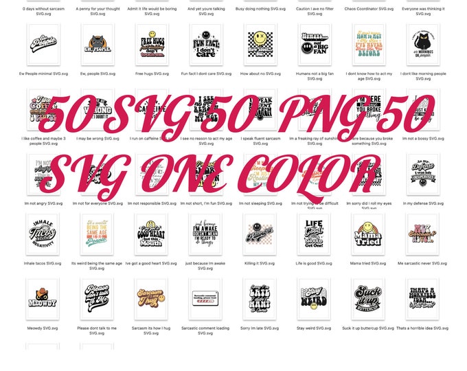 Funny Sarcastic SVG-PNG Bundle for DIY T-Shirt Printing | Hilarious & Witty Designs,  Instant Download, Digital Bundle