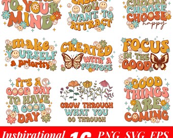 Inspirational Svg Png Bundle, Positive Affirmations Svg, Kindness Svg, Always you Worthy Matter Enough Svg, Floral Quotes svg, Self Love Svg