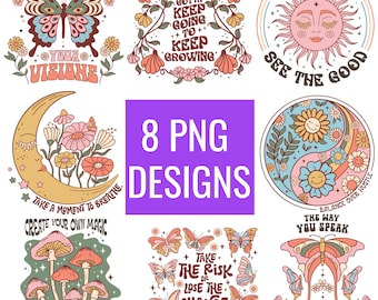 Boho Retro PNG Sublimation Bundle, sublimation design, vintage png, sublimation png, Retro Vintage Png, Retro Groovy Png, Retro Women Bundle