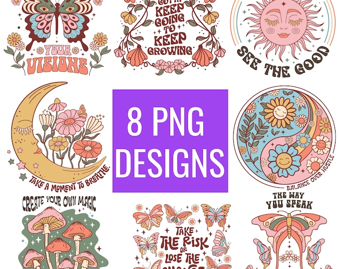 Boho Retro PNG Sublimation Bundle, sublimation design, vintage png, sublimation png, Retro Vintage Png, Retro Groovy Png, Retro Women Bundle