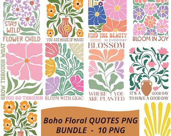 Abstract flower PNG, png bundle, danish flower svg, retro flower png, boho flower png, floral png, boho floral Png, groovy flower png,