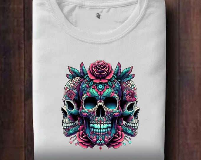 Girl Skull & PNG Files, Mom Bun Hair face Clipart Silhouette Vector Image, Skeleton png shirt Design, Digital Download, Halloween Skull lady