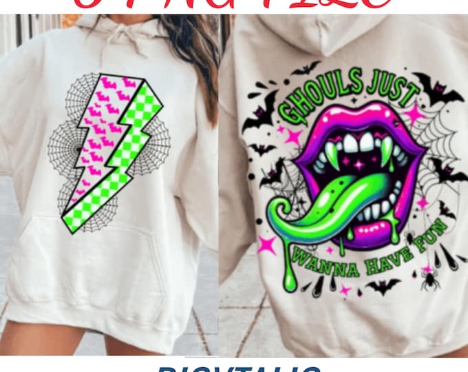 Retro Ghouls Just Wanna Have Fun PNG | Cute Ghost PNG | Pumpkin Season Png | Spooky Season Png | Sublimation Design | Retro Halloween Flower