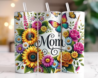 Mama Tumbler Wrap, 20 oz Skinny Tumbler PNG, Sunflower Sublimation Design, Mama Tumbler Wrap Mom Tumbler Wrap, Mother's Day, Mama Tumbler