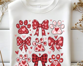 Valentine’s Day Png, Dog Paw Print Heart Png, Dog Valentine Coquette Png, Dog Mom Png, Valentine Shirt Design, Dog Lover Gift, Dog Valentine