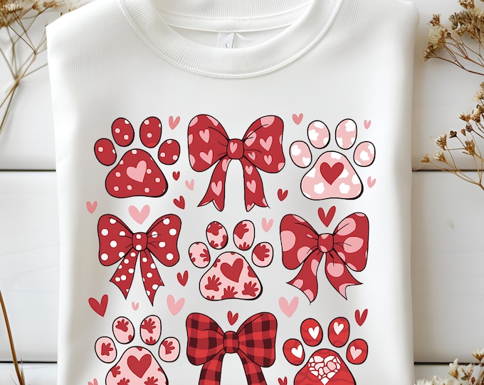 Valentine’s Day Png, Dog Paw Print Heart Png, Dog Valentine Coquette Png, Dog Mom Png, Valentine Shirt Design, Dog Lover Gift, Dog Valentine