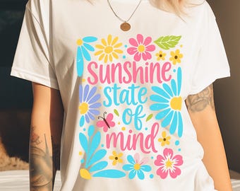 Sunshine State of Mind Png, Beach Life Png, Sunshine Png, Summer PNG Neon, Trendy Summer Shirt Design, Distressed Beach PNG, Lake River Png
