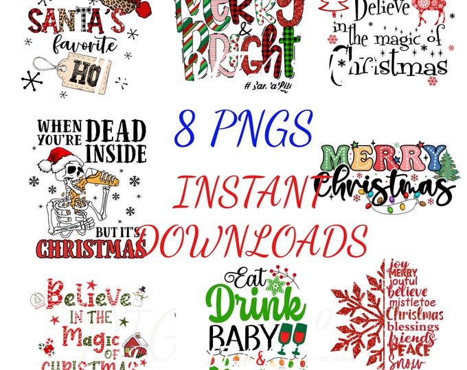 8 Christmas PNG, Merry Christmas, Santa Claus, Christmas Shirt Sublimation,Merry Christmas, Vintage Christmas Png, Holiday, Cut Files Cricut