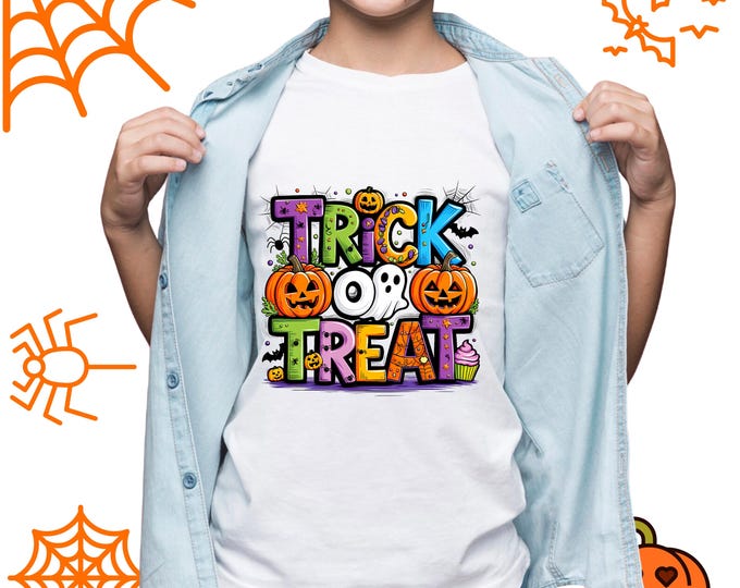 Trick Or Treat Png , Halloween PNG, Spooky season Png, Halloween PNG, Doodle Halloween Sublimation for shirt, Retro Halloween Png, kids png