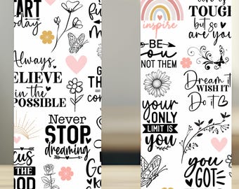 Affirmations 20 oz Skinny Tumbler Sublimation Designs, Sweary Affirmations Glitter Tumbler Wrap Mental Health Positive Quotes, tumbler png