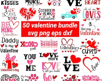 50 Valentine day svg bundle, Valentine Bundle, Valentine Design, love svg, valentines vibes, xoxo png, valentines activity, cupid png, svg