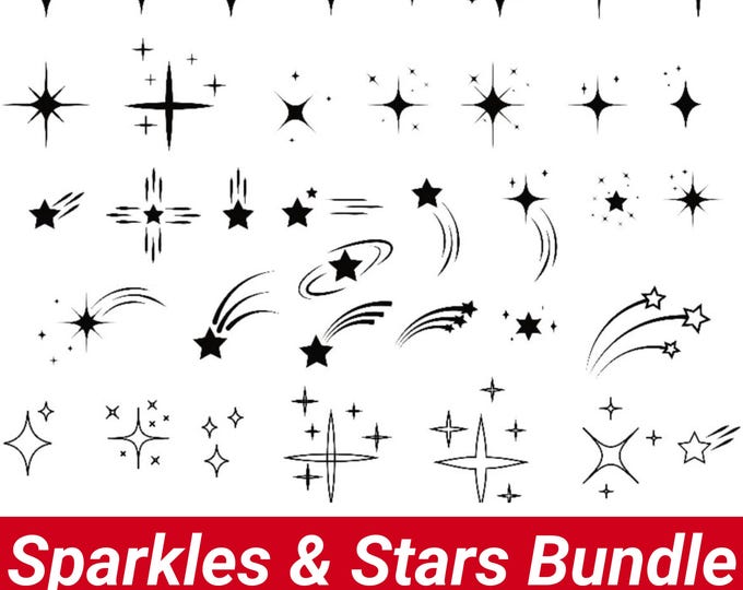 Sparkle SVG Bundle, Sparkle Stars SVG, Stars Svg, Star Clipart, Bright Stars, Twinkle Stars, Instant Download, Cricut Cut File, Silhouette