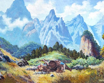Jurassic Park Upcycled thrift store painting prints