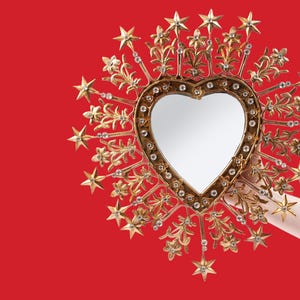 Celestial Gold Heart Shaped Star Jewelled Mirror