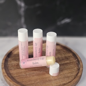 Bálsamo labial de fresa / Cuidado labial hidratante con sebo natural y cera de abejas imagen 2