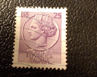 Francobollo ORIGINALE „Siracusana“ 25 Lire Repubblica Italiana 1955