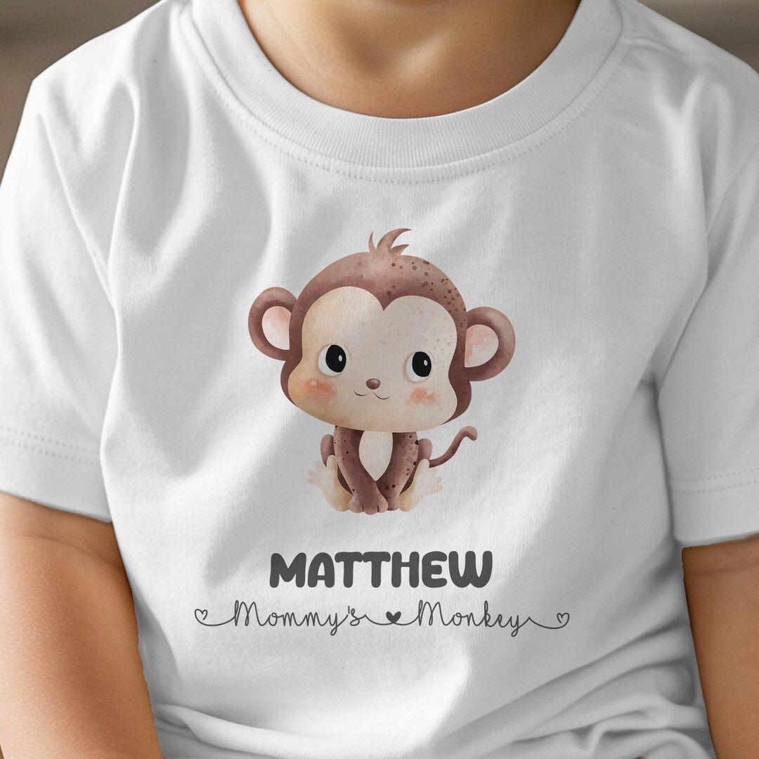 Mommy's Monkey Personalized Toddler/baby T-shirt With Name, Custom