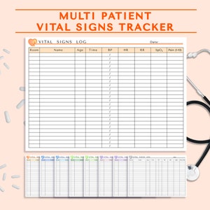 Vital Signs Log, Nursing Vitals Sheet, CNA Vitals Sheet, Patient Vitals Tracker, Vital Signs Sheet, Vitals Signs, Printable Vital Sign Paper