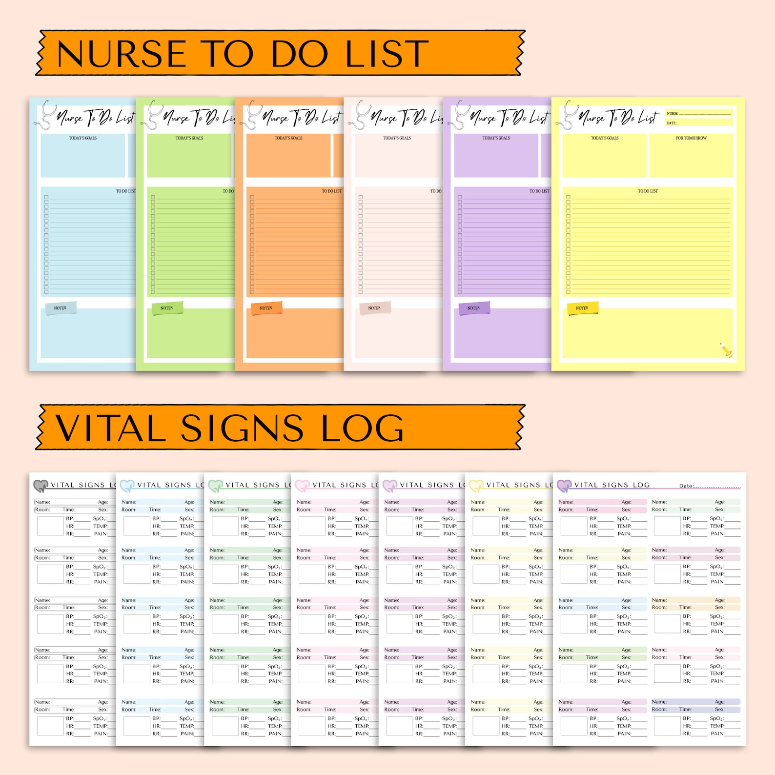 Nurses Week Note Templates Nursing Template Bundle, Nurse Note Digital Download, Medication To-do ...