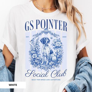 Comfort Colors GS Pointer Social Club Shirt, Deutscher Kurzhaariger Pointer Tee, Blauer Toile Neuer Welpen Adoptionsgeschenk