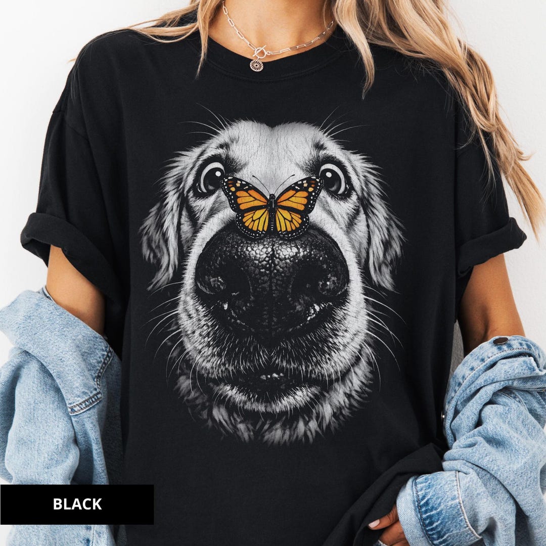 Comfort Colors Golden Retriever Butterfly Shirt, Funny Golden Retriever ...