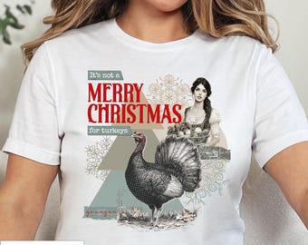 Camiseta vegana de pavo navideño: Liberación animal, camiseta navideña de base vegetal, camiseta de amigos, no comida, regalo para veganos.
