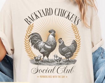 Backyard Hühner Social Club Shirt Komfortfarben, Hühnerbesitzer Geschenk, Gehöft Hühnerliebhaber T-Shirt