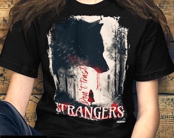 Gotisk Rödluvan-T-shirt, mörk sagoskjorta, fantasylitteratur-T-shirt, varg- och flickagrafik, unisex boklig gåva, älskare av klassiska berättelser
