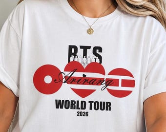 Koszulka BTS Arirang World Tour 2026 | Koszulka dla fanów K-popu | Bawełniany gadżet koncertowy unisex