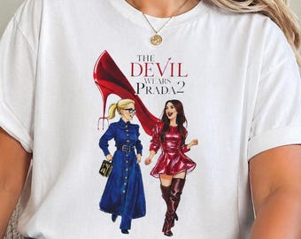 Koszulka inspirowana filmem „Diabeł ubiera się u Prady”, koszulka z modnym filmem, szykowna koszulka estetyczna, modna koszulka z grafiką, prezent dla miłośnika mody, stylowy strój