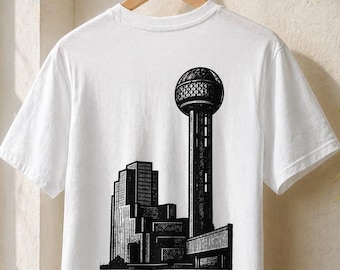 Koszulka Dallas | Koszulka Reunion Tower Skyline | Koszulka z grafiką Texas City