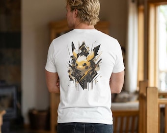 Koszulka z nadrukiem Pikachu Cyber Art, koszulka z grafiką Pokemon, koszulka z anime dla mężczyzn i kobiet, prezent dla Pokemonów dla obu płci, koszulka z nadrukiem na plecach, koszulka gamingowa, odzież uliczna