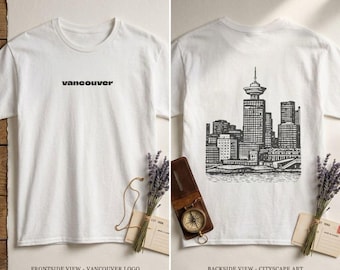 Koszulka z grafiką Vancouver Skyline, pamiątkowa koszulka z Kanady
